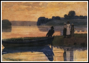 Winslow Homer Sunset Beaching The Boat 1875 os 9x14